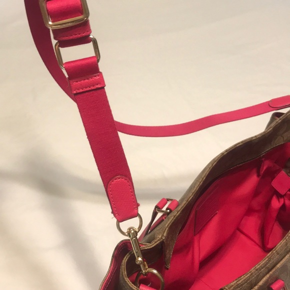 Coach Signature Saddle and Pink Coated Canvas Bag - Picture 12 of 16